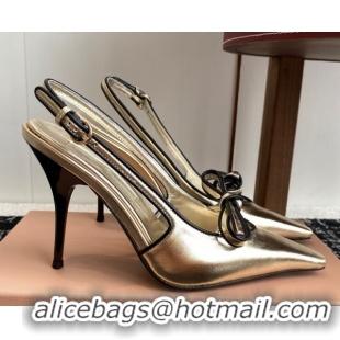 Sumptuous Miu Miu Nappa Leather Slingback Pumps 9cm Gold 2025 5I474E
