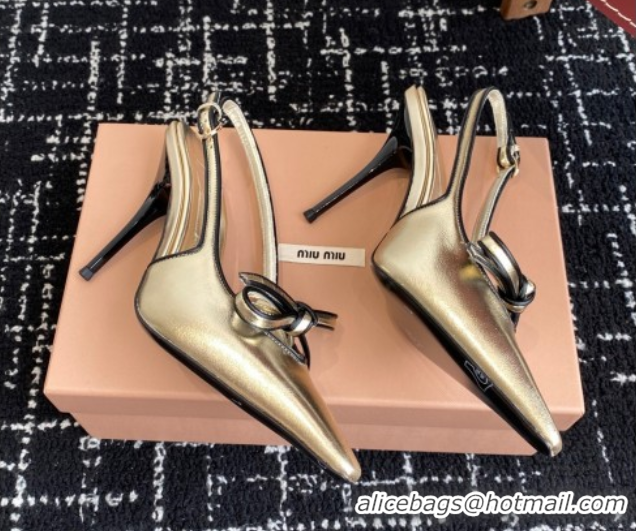 Sumptuous Miu Miu Nappa Leather Slingback Pumps 9cm Gold 2025 5I474E