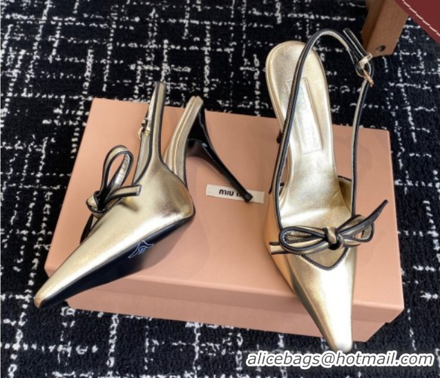 Sumptuous Miu Miu Nappa Leather Slingback Pumps 9cm Gold 2025 5I474E