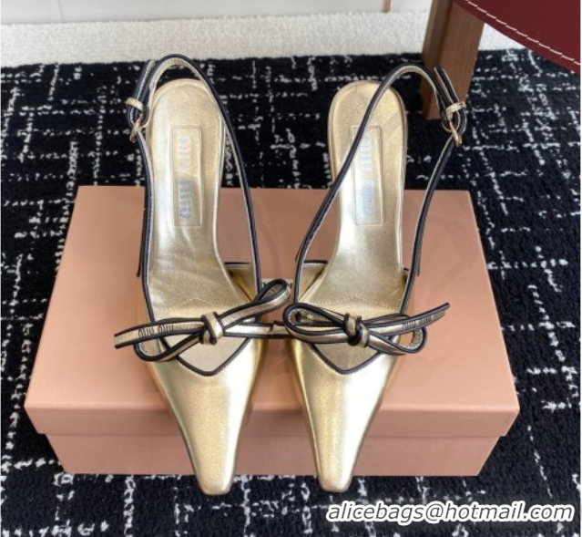 Sumptuous Miu Miu Nappa Leather Slingback Pumps 9cm Gold 2025 5I474E
