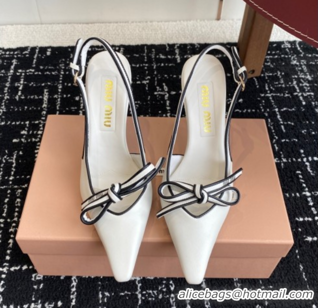 Perfect Miu Miu Nappa Leather Slingback Pumps 9cm White 2025 5I474E