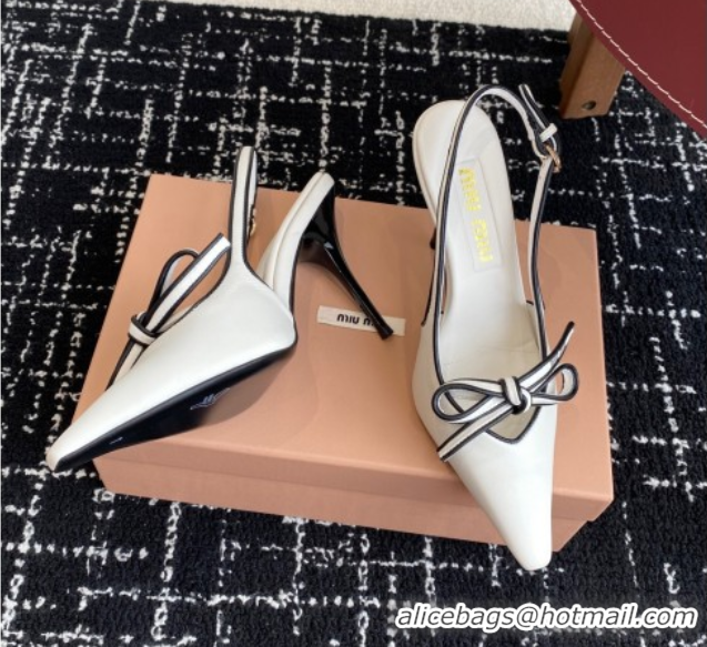 Perfect Miu Miu Nappa Leather Slingback Pumps 9cm White 2025 5I474E