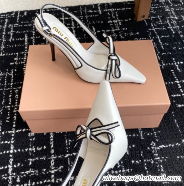 Perfect Miu Miu Nappa Leather Slingback Pumps 9cm White 2025 5I474E