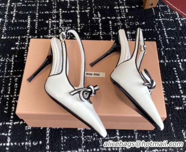 Perfect Miu Miu Nappa Leather Slingback Pumps 9cm White 2025 5I474E