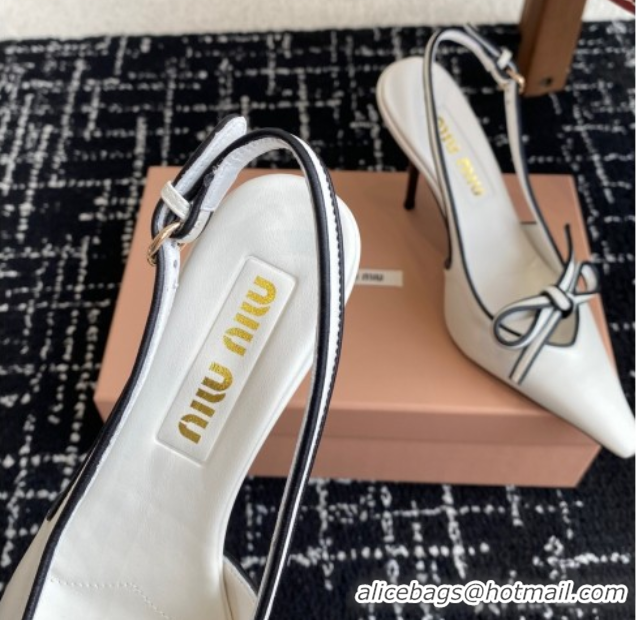 Perfect Miu Miu Nappa Leather Slingback Pumps 9cm White 2025 5I474E