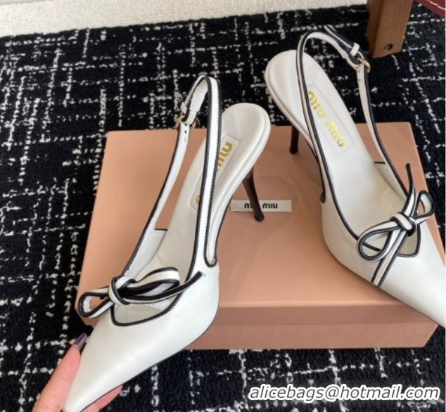 Perfect Miu Miu Nappa Leather Slingback Pumps 9cm White 2025 5I474E