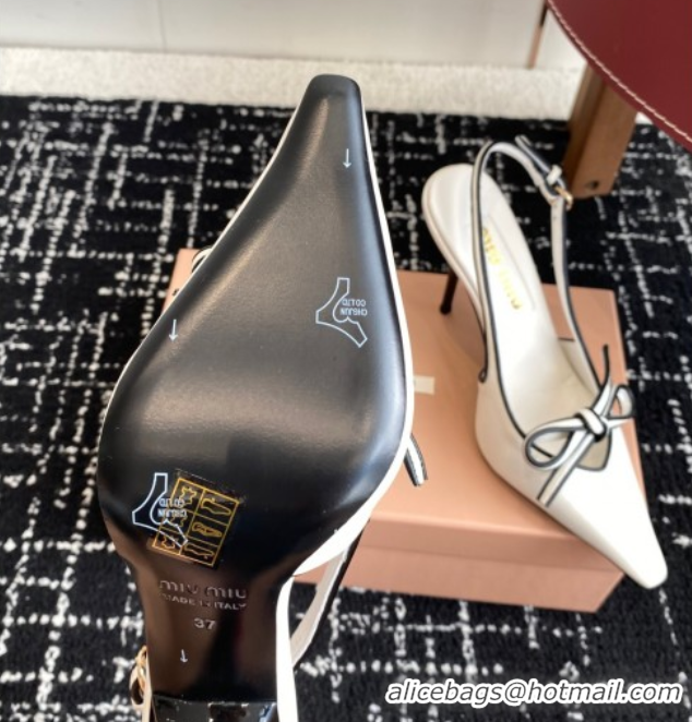 Perfect Miu Miu Nappa Leather Slingback Pumps 9cm White 2025 5I474E
