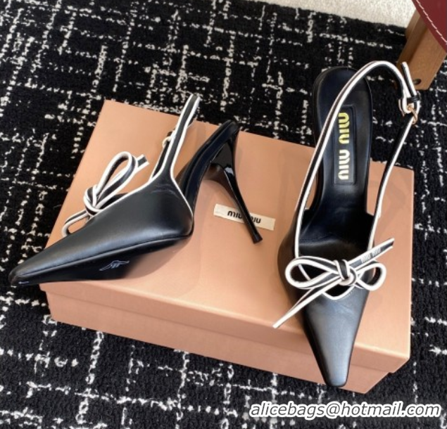 Top Grade Miu Miu Nappa Leather Slingback Pumps 9cm Black 2025 5I474E 