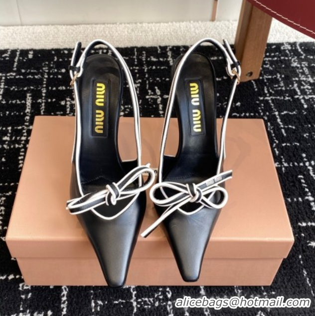 Top Grade Miu Miu Nappa Leather Slingback Pumps 9cm Black 2025 5I474E 