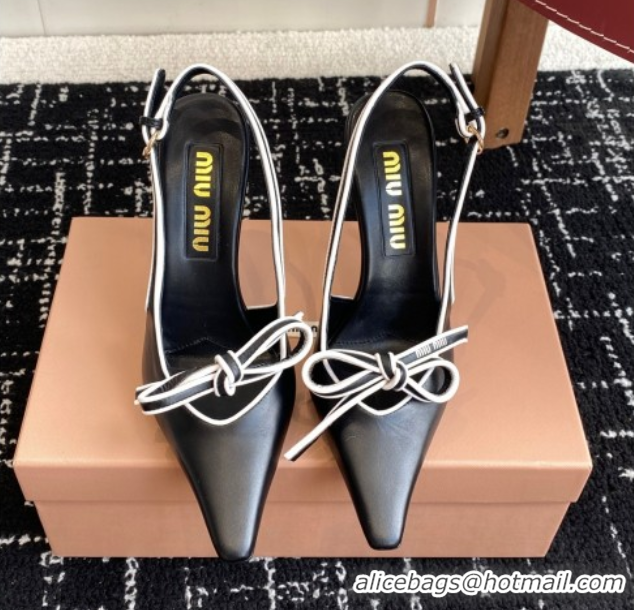 Top Grade Miu Miu Nappa Leather Slingback Pumps 9cm Black 2025 5I474E 
