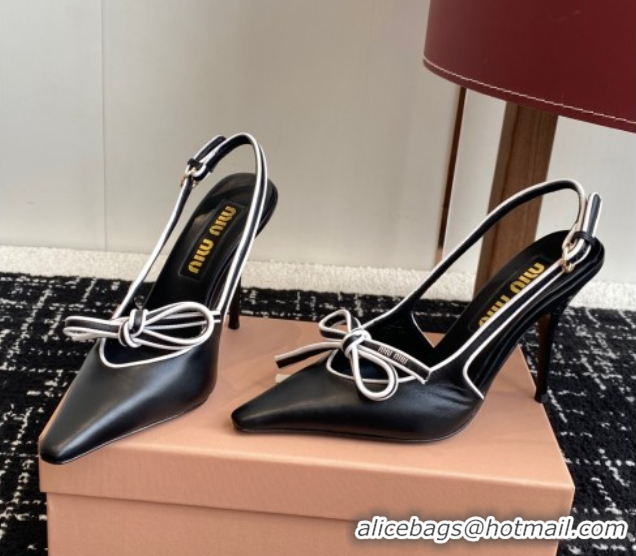 Top Grade Miu Miu Nappa Leather Slingback Pumps 9cm Black 2025 5I474E 