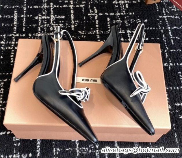 Top Grade Miu Miu Nappa Leather Slingback Pumps 9cm Black 2025 5I474E 