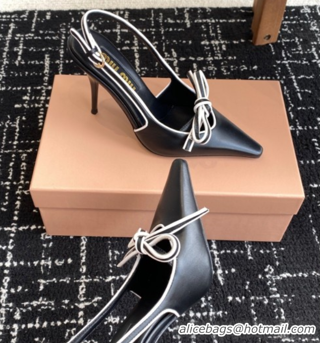 Top Grade Miu Miu Nappa Leather Slingback Pumps 9cm Black 2025 5I474E 