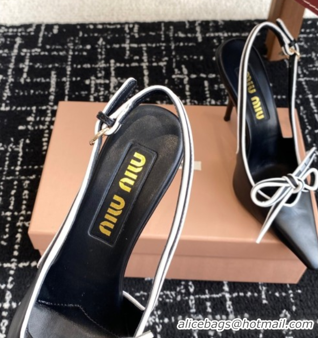Top Grade Miu Miu Nappa Leather Slingback Pumps 9cm Black 2025 5I474E 