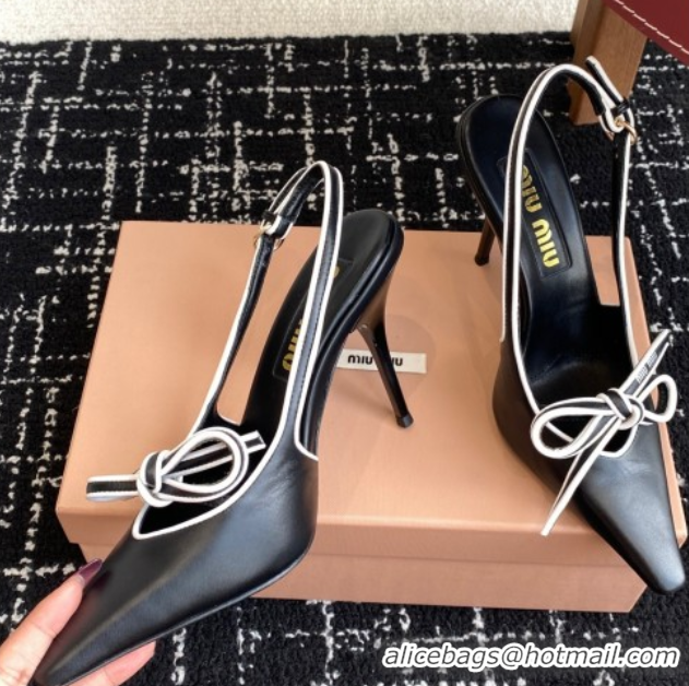 Top Grade Miu Miu Nappa Leather Slingback Pumps 9cm Black 2025 5I474E 