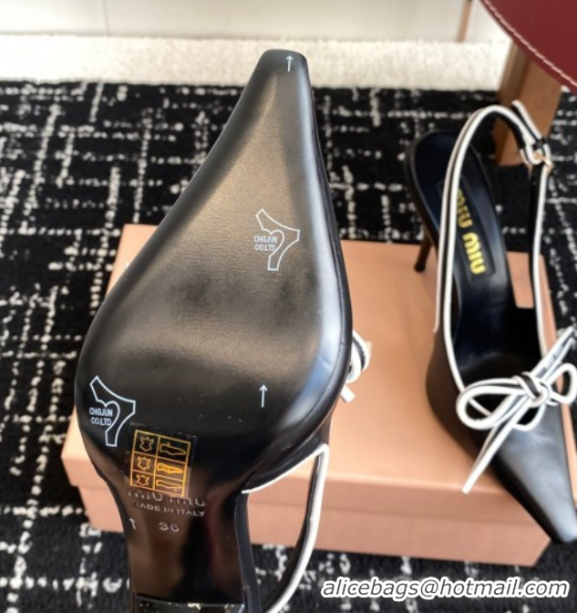 Top Grade Miu Miu Nappa Leather Slingback Pumps 9cm Black 2025 5I474E 