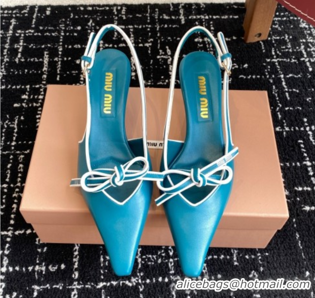 Most Popular Miu Miu Nappa Leather Slingback Pumps 5.5cm Blue 2025 5I474E