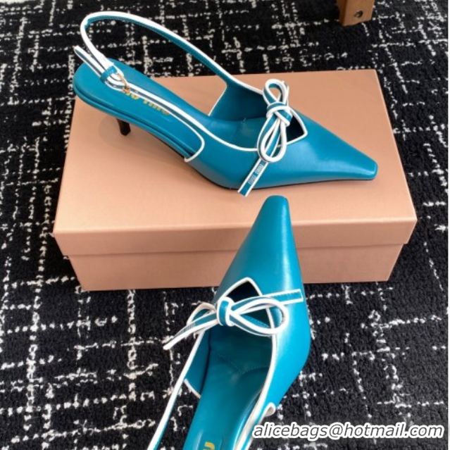 Most Popular Miu Miu Nappa Leather Slingback Pumps 5.5cm Blue 2025 5I474E