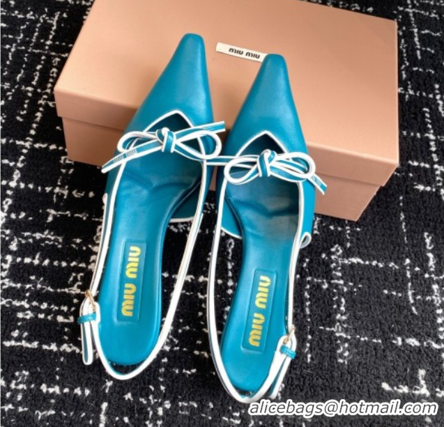 Most Popular Miu Miu Nappa Leather Slingback Pumps 5.5cm Blue 2025 5I474E