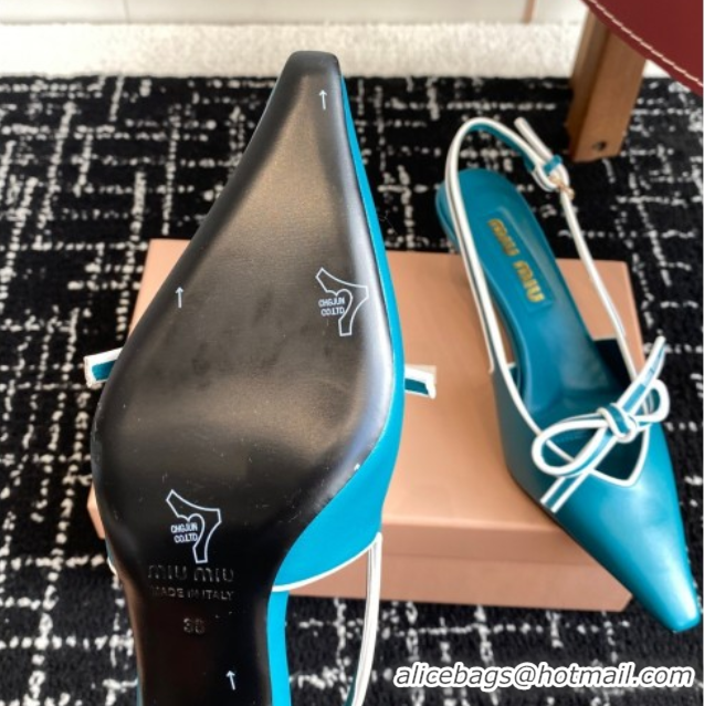 Most Popular Miu Miu Nappa Leather Slingback Pumps 5.5cm Blue 2025 5I474E