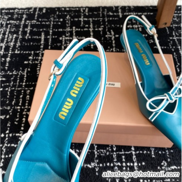 Most Popular Miu Miu Nappa Leather Slingback Pumps 5.5cm Blue 2025 5I474E