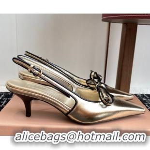 Shop Cheap Miu Miu Nappa Leather Slingback Pumps 5.5cm Gold 2025 5I474E