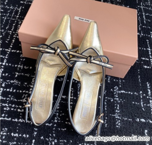 Shop Cheap Miu Miu Nappa Leather Slingback Pumps 5.5cm Gold 2025 5I474E