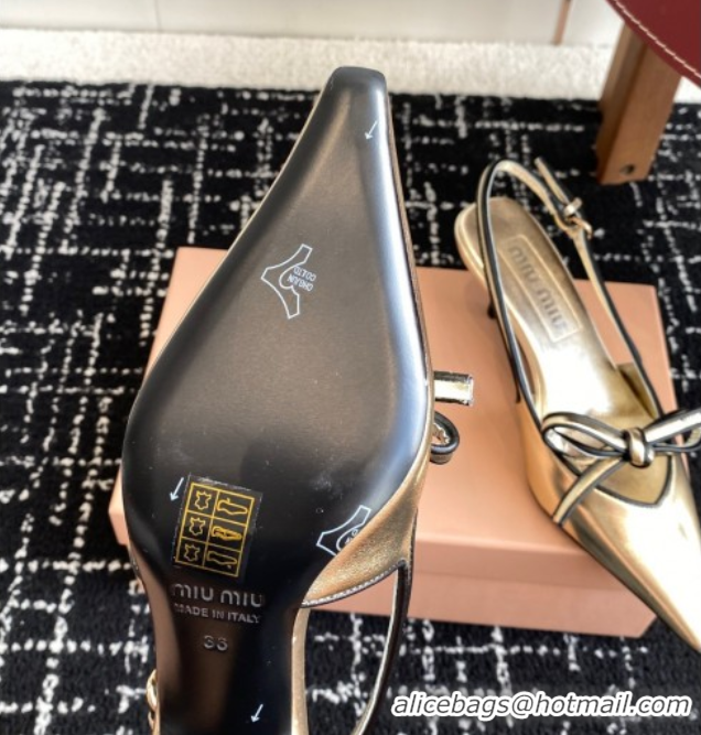 Shop Cheap Miu Miu Nappa Leather Slingback Pumps 5.5cm Gold 2025 5I474E