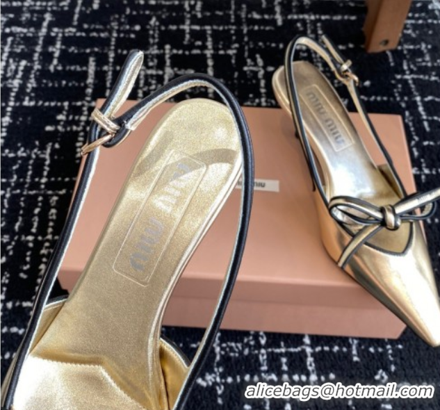 Shop Cheap Miu Miu Nappa Leather Slingback Pumps 5.5cm Gold 2025 5I474E