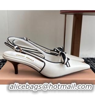 Modern Miu Miu Nappa Leather Slingback Pumps 5.5cm White 2025 5I474E