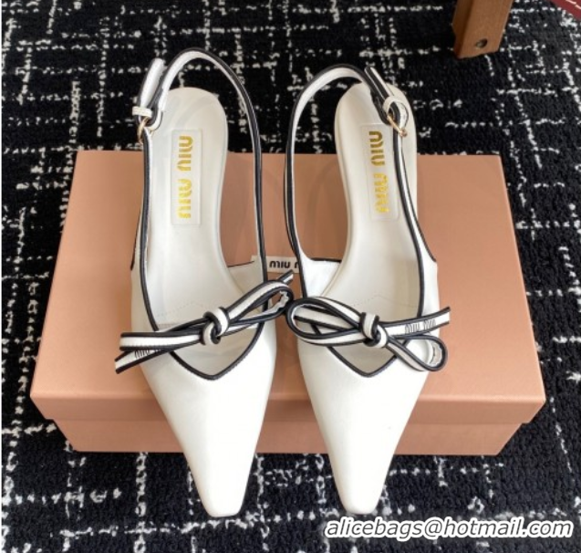Modern Miu Miu Nappa Leather Slingback Pumps 5.5cm White 2025 5I474E