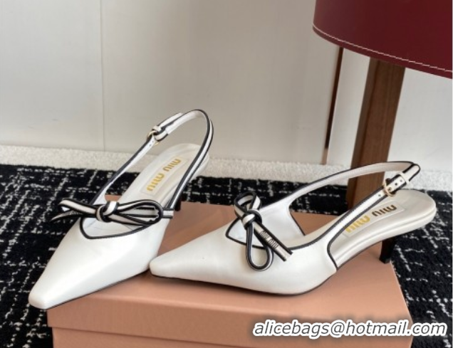 Modern Miu Miu Nappa Leather Slingback Pumps 5.5cm White 2025 5I474E