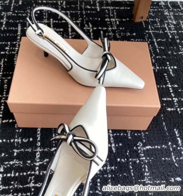 Modern Miu Miu Nappa Leather Slingback Pumps 5.5cm White 2025 5I474E