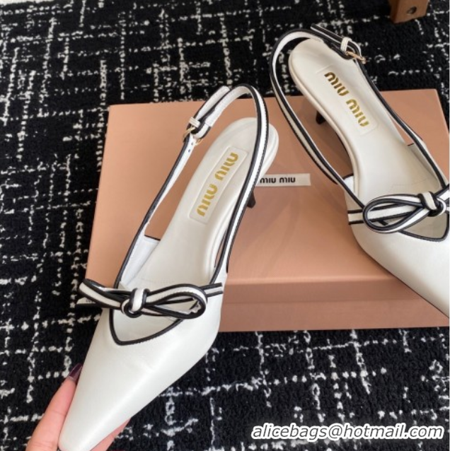 Modern Miu Miu Nappa Leather Slingback Pumps 5.5cm White 2025 5I474E
