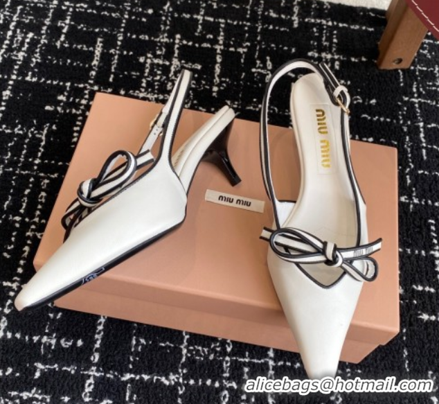 Modern Miu Miu Nappa Leather Slingback Pumps 5.5cm White 2025 5I474E