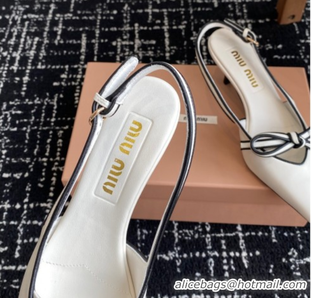 Modern Miu Miu Nappa Leather Slingback Pumps 5.5cm White 2025 5I474E