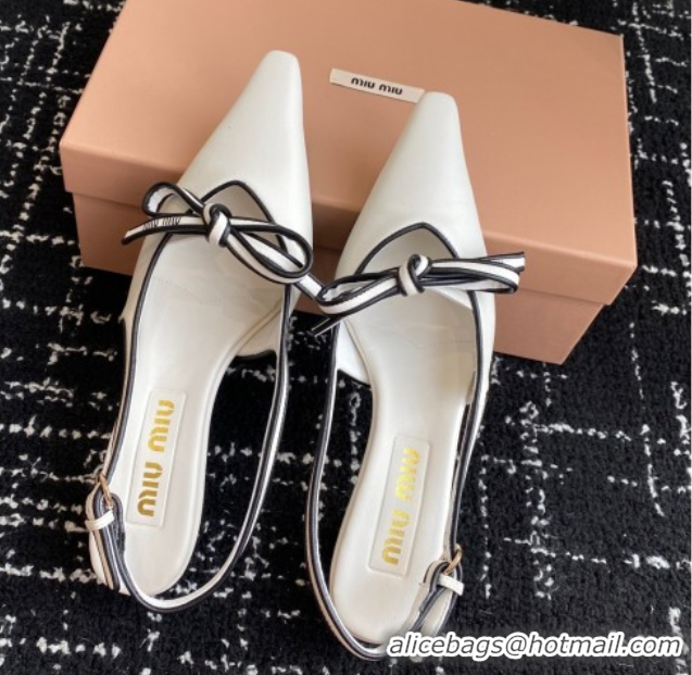 Modern Miu Miu Nappa Leather Slingback Pumps 5.5cm White 2025 5I474E
