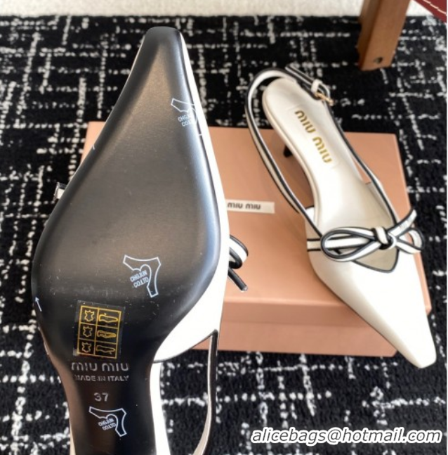 Modern Miu Miu Nappa Leather Slingback Pumps 5.5cm White 2025 5I474E