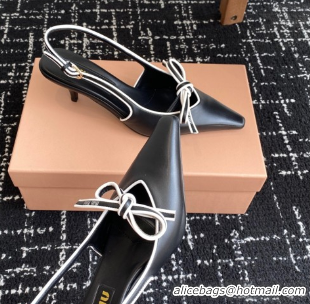 Pretty Style Miu Miu Nappa Leather Slingback Pumps 5.5cm Black 2025 5I474E