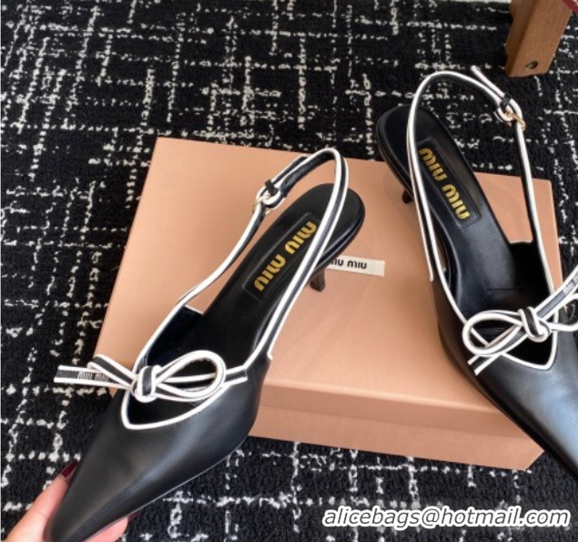 Pretty Style Miu Miu Nappa Leather Slingback Pumps 5.5cm Black 2025 5I474E