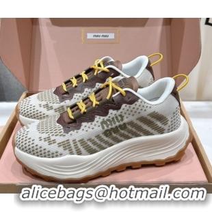 Good Quality Miu Miu Technical Fabric Platform Sneakers 6cm Ivy Green 2025 5E480E