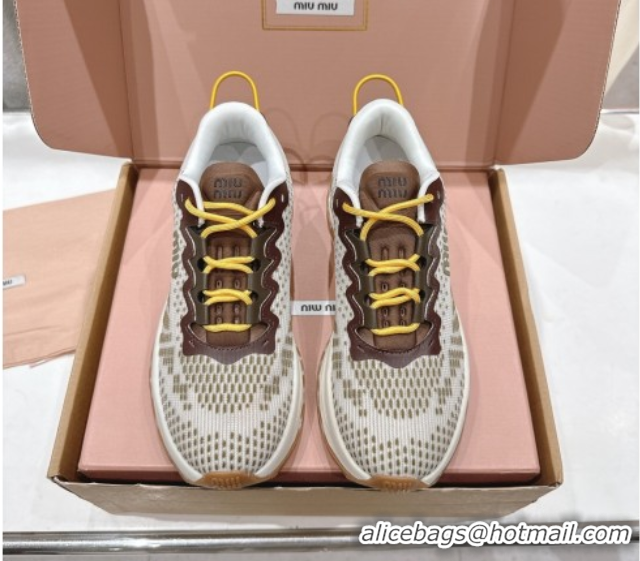 Good Quality Miu Miu Technical Fabric Platform Sneakers 6cm Ivy Green 2025 5E480E