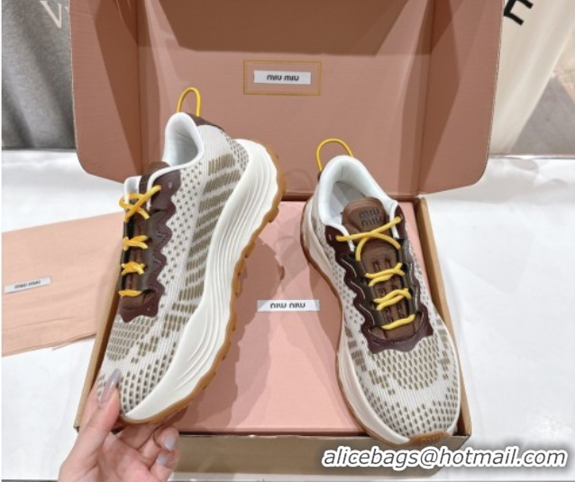 Good Quality Miu Miu Technical Fabric Platform Sneakers 6cm Ivy Green 2025 5E480E