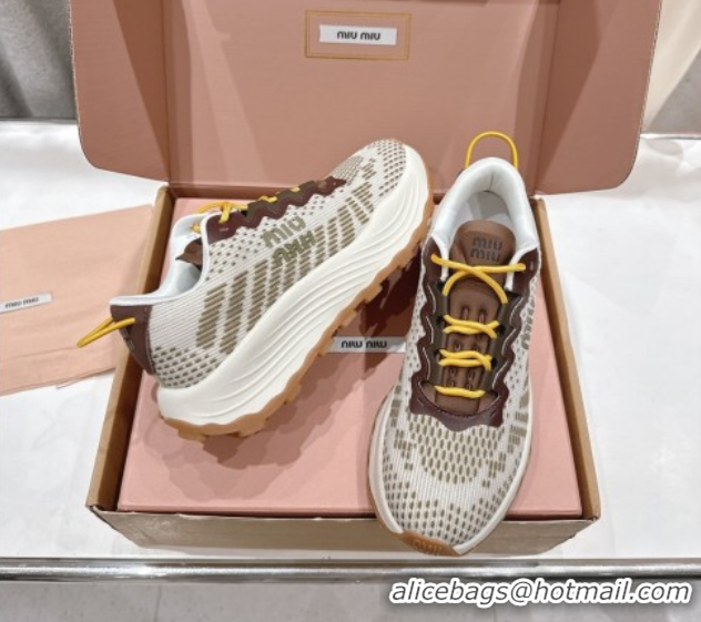 Good Quality Miu Miu Technical Fabric Platform Sneakers 6cm Ivy Green 2025 5E480E