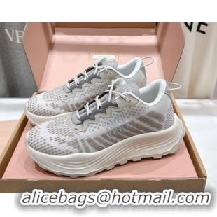 Best Grade Miu Miu Technical Fabric Platform Sneakers 6cm Cloudy Grey 2025 5E480E