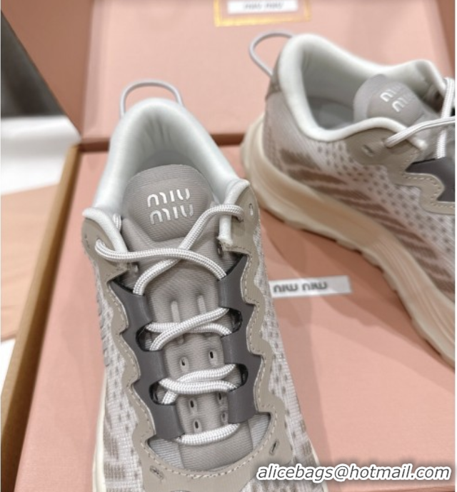 Best Grade Miu Miu Technical Fabric Platform Sneakers 6cm Cloudy Grey 2025 5E480E