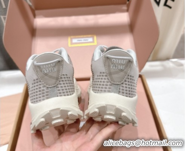 Best Grade Miu Miu Technical Fabric Platform Sneakers 6cm Cloudy Grey 2025 5E480E