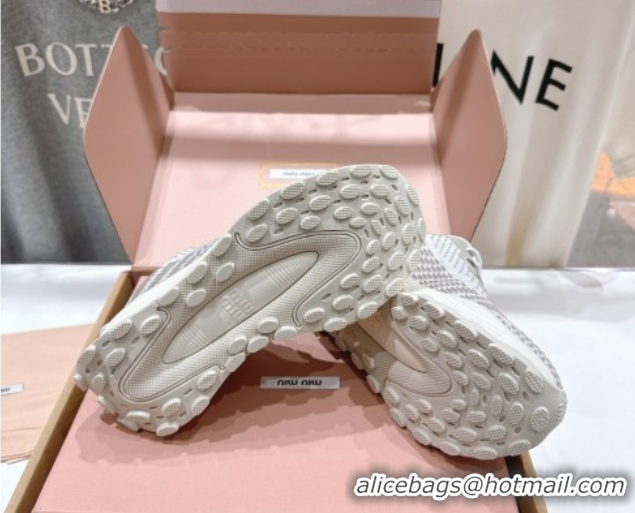 Best Grade Miu Miu Technical Fabric Platform Sneakers 6cm Cloudy Grey 2025 5E480E