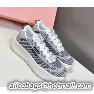 Fashion Miu Miu Technical Fabric Platform Sneakers 6cm Grey2 2025 5E480E