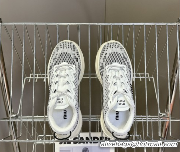 Fashion Miu Miu Technical Fabric Platform Sneakers 6cm Grey2 2025 5E480E